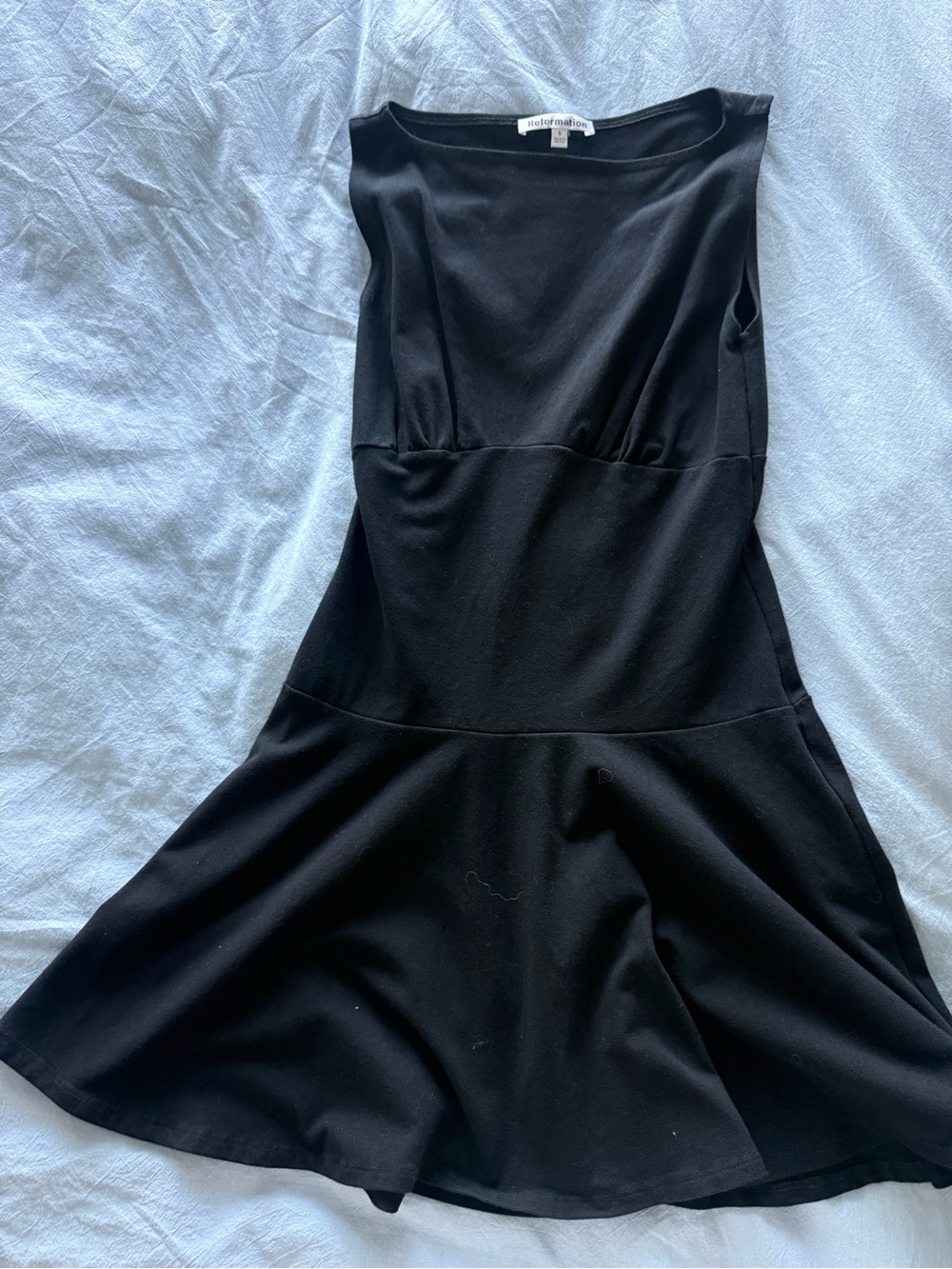 Reformation Black Sleeveless Flared Mini Dress
